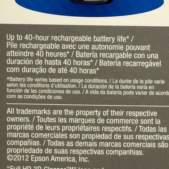 Epson ELPGSO3 RF 3D Glasses - Picture 6 of 12